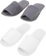 Baluue Women's Foldable Slippers, Grey, Size 9, Medium Width, Casual/Fluffy, Closed Toe, Hook and Loop Closure