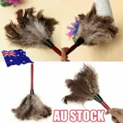 Anti-static Ostrich Feather Fur Wooden Handle Brush Duster Dust Cleaning Tool