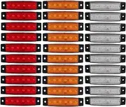 GSRECY 30pcs 12V 6 LED Red+White+Yellow Truck Trailer Side Marker Indicators Truck cab marker lights