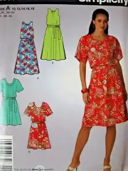 Sewing Pattern Simplicity 2663 Dress 2 Lengths w/ Belt 2 Styles Size 10-18 Uncut