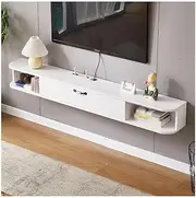 Floating TV Unit Minimalist Floating TV Stand Small Living Room and Bedroom Storage Rack with Cable Management Floating TV Cabinet(White)