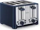 4 Slice Toaster with Auto Shut off - Extra Wide Slots & 4 Slice, Blue