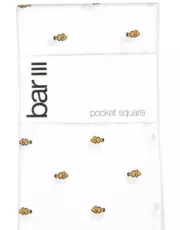 New Mens Bar III Clown Fish Print White Cotton Pocket Square