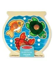 Melissa Doug Puzzle Wood Jumbo Knob Baby Infant Toddler Fish Educational Sealed