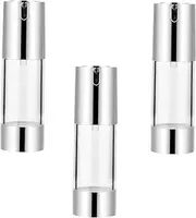 3-Pack Silver Airless Pump Bottles 1oz (30ml) - Refillable Cosmetic Containers Ideal for Travel, Lotion, Hand Sanitizer, Toner, Facial Serum - Elegant Design, Leak-Proof, Easy to Carry