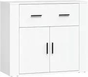 [vidaXL] Sideboard Cupboard Buffet Server Side Console Cabinet Storage Home Organiser Hallway Living Room Furniture White Engineered Wood