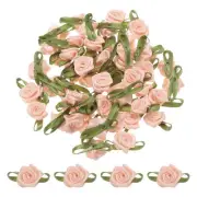 150 Pcs Light Pink Mini Roses Bow 15mm Ribbon Roses for Appliques Crafts
