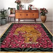 Red Leopard Print Rug,Tiger Carpet, Boho Tiger Rug,Animal Print Area Rug, for Living Room, Bedroom, Dining Room,Office,Entryway and Dorm(160 x 230 cm)