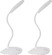 DEEPLITE LED Desk Lamp with Flexible Gooseneck 3 Level Brightness, Battery Operated Table Lamp 5W Touch Control, Compact Portable lamp for Dorm Study Office Bedroom(Set of 2)