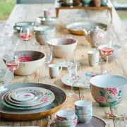 PIP Studio Blushing Birds Porcelain Khaki 280ml Tea Cup and Saucer Set of 2