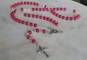 Rosary Bead,Fuchsia Rosary Necklace,Girl Rosary Bead,Religious Necklace