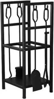 5In1 Firewood Storage Rack,5Pcs Fire Place Tool Kit Wrought Iron Firewood Log St