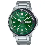 Casio Marine Sports Duro Analog Day/Date Metal Silver Green Watch MTD-125D-3AV