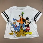 Disney Shirt Mickey & Friends White Tee Juniors XL Donald Goofy Pluto Egypt