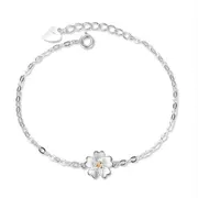 2PCS Copper Jewelry Fashion Woman Bracelet Retro Cute Flower Bracelet