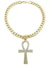 EGYPTIAN ANKH PENDANT WITH 11mm 18" CUBAN CHAIN