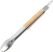 BBQ Tongs for Grill - 46cm Barbecue Tongs for Cooking- Solid & Sturdy - Built with Stainless Steel and Wood - Heavy Duty Built to Last Kitchen Essential (Silvery, 46cm)