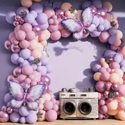 160Pcs Purple Pink Orange Butterfly Balloon Arch Set Used For Birthday Parties Spring And Summer Events Wedding Scene Decoration