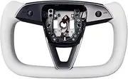 Compatible for Tesla Model 3 Highland 2024 Yoke Steering Wheel Heating Black White With Pulley Cover Yoke Style Car Accessories(White)