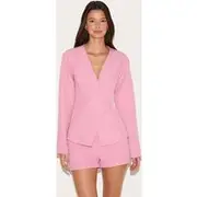 Candy Pink Tailored Cinched Waist Asymmetric Blazer, Candy Pink