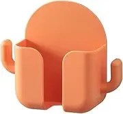 Telephone Stands 1pcs Punch-Free Mobile Phone Holder Wall Mount Stand Remote Control Organizer Storage Box Charging Bedside Container Rack(Orange)
