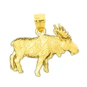 14K Gold 3-D Moose Pendant