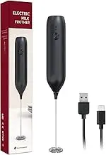 MAEXUS Milk Frother Rechargeable, Handheld Electric Whisk, USB-C Foam Maker for Lattes, Matcha, Cappuccino, Frappe, Hot Chocolate