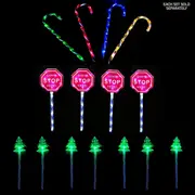 Solar Powered LED Garden Christmas Stakes Candy Cane/Santa Stop/Christmas Tree Sets