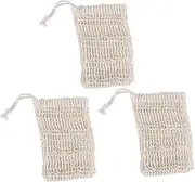VINTORKY Face Wash Bag Set 3pc Mesh Pouch for Bath Soap Saver Drawstring Closure Hanging Loop Random Color
