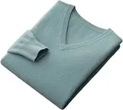 [Hamthuit] Men's V-Neck Loose Classic Pullover Thickened Solid Color Sweater Knitted Bottoming Shirt Business Casual Sweater