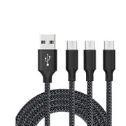 Catzon 1M 2M 3M 3Packs Micro USB Cable Nylon Braided W Phone Cable Fast Charger Cable USB Cord -Black Gray