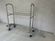 Motorsport Wheel/Tyre Trolley , Stainless steel with Bottle Rack and Tow Hitch