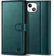 Compatible for iPhone 13 Mini Case with 4 Card Slots Magnetic Closure Kickstand Shockproof Protective Phone Case Compatible for iPhone 13 Mini - Green