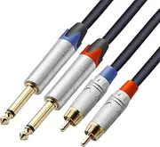 TISINO Dual 1/4 inch TS to Dual RCA Stereo Audio Interconnect Cable Patch Cords - 3.3 feet