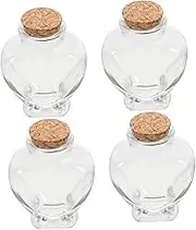 HAMPPLIES 4Pcs Heart Shaped Glass Wishing Bottles with Cork Creative Tiny Jars for Honeymoon Organizing Items and Unique Decorations Decorative Cork Bottles