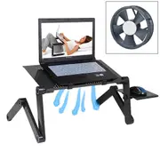 Adjustable Foldable Laptop Stand with Fans & Mouse Pad - Portable Aluminum Alloy