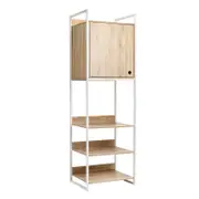 Jesse Tall Display 3-Shelves Cupboard Storage Cabinet 1-Door Natural/White
