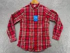 Columbia Women's Anytime Plaid Shirt Red Long Sleeve Button Down Top Size Small