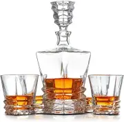 Crystal Whisky Decanter Set of 4 Glasses Lead Free Whiskey GIFTS Christmas Xmas