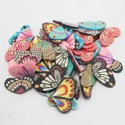 50 Mixed Color Polymer Clay Butterfly Wings Flatback Charm Scrapbooking Craft