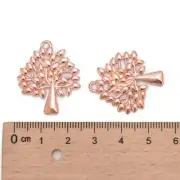 2 Tree of Life Charms Rose Gold Pendants Nature Jewelry Findings Set 28mm