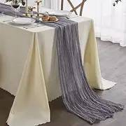 Nialnant Grey Purple Cheesecloth Table Runner,13Ft Farmhouse Style Table Runner Gauze Fabric for Rustic Decorations,Fall Party,Wedding Bridal Shower Decor