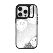 iPhone 16 Pro Mirror Ring Stand Case MagSafe Compatible Smile, White Ink.