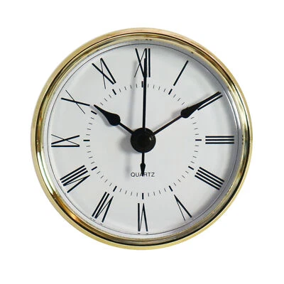 Clock Insert Round Quartz Clock Fit-up Movement Gold Bezel Roman Numerals