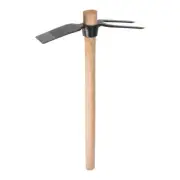 2 Teeth Garden Hoe Rake 16" Dual Head Rake Hoe Garden Tools with Wooden Handle