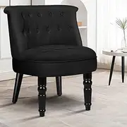 ALFORDSON Wooden Armchair Accent Chair with Solid Wood Legs, Velvet Fabric Upholstery Cushion Lounge Sofa for Reading Bedroom Living Room, 180KG, Black