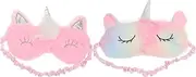 Baluue 2pcs Unicorn Eye Patch Nap Furry Mask Cute Masks Women Blindfold Eye Cover Mask for Soft Teens Night Color Fluffy Sleeper Pink Animal Woman Sleeping Cartoon Eye Mask Plush