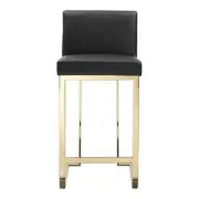 Pangea Home Dexter 26" Faux Leather & Polished Steel Counter Stool in Black/Gold