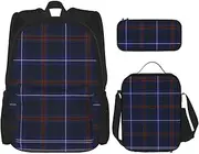 [StOlmx] 3 Pcs Set Backpack,Waterproof Bookbag, Insulated Lunch Bag & Pencil Case Pouch, Travel,Hiking,Sunflowers Wooden Board Print, Striped Checked, One Size