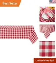 Checkered Cotton Tablecloth 60x120 Red Machine Washable Indoor Outdoor